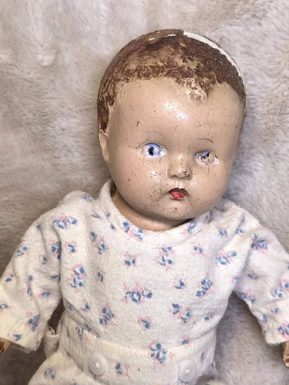 Vintage 1920s - 30s Composition Baby Doll - Unmarked - Needs Repair - #F